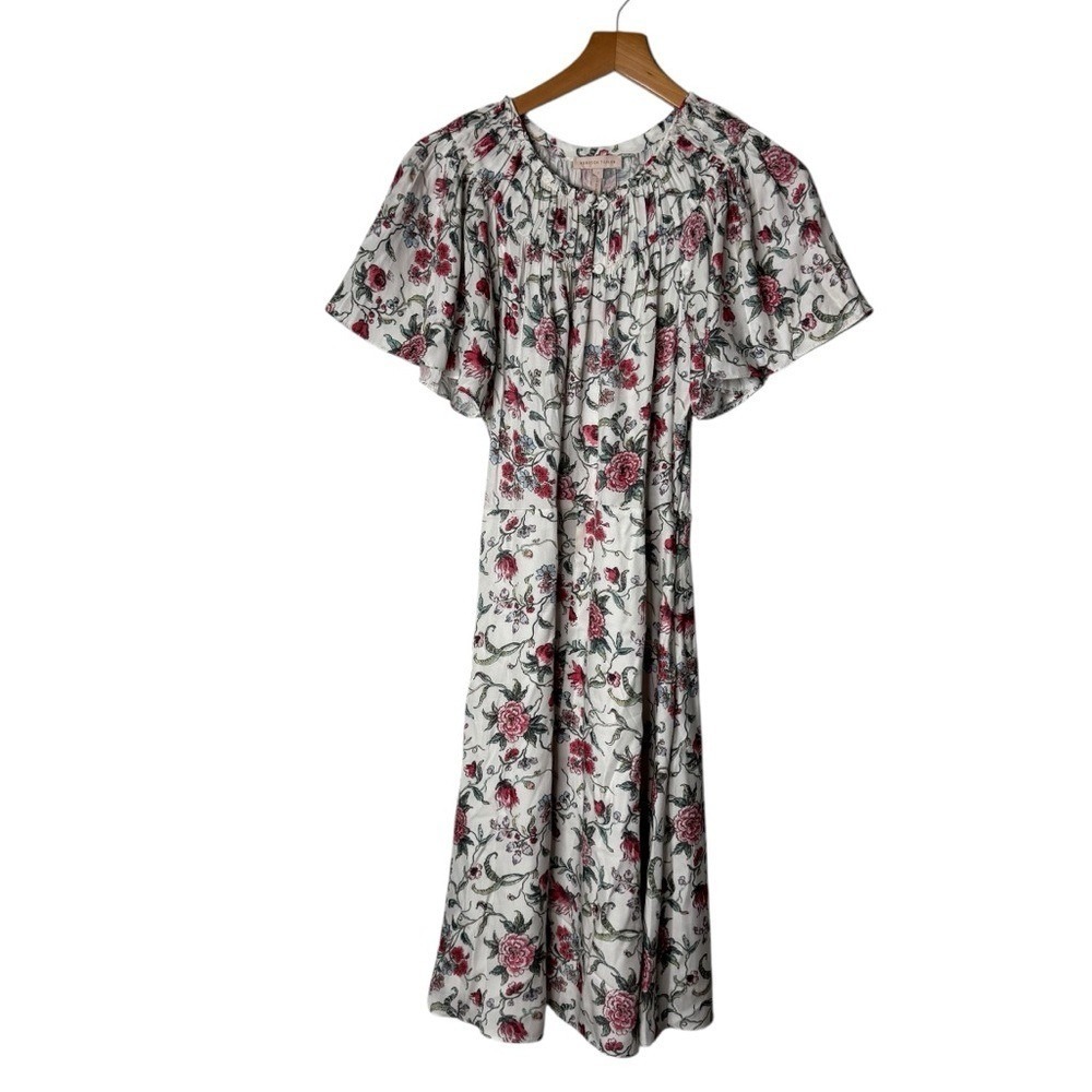 Rebecca Taylor Esmee Floral Silk Blend Midi Dress in Rosebud Womens‎ Size 2